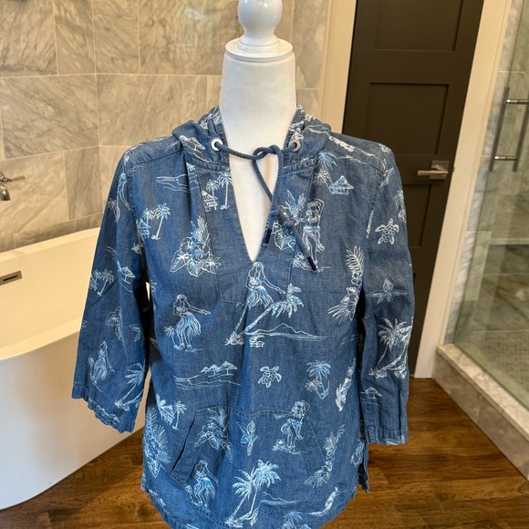 TOMMY BAHAMA Tropical Print Baja Blue Hoodie size small - Picture 6 of 16